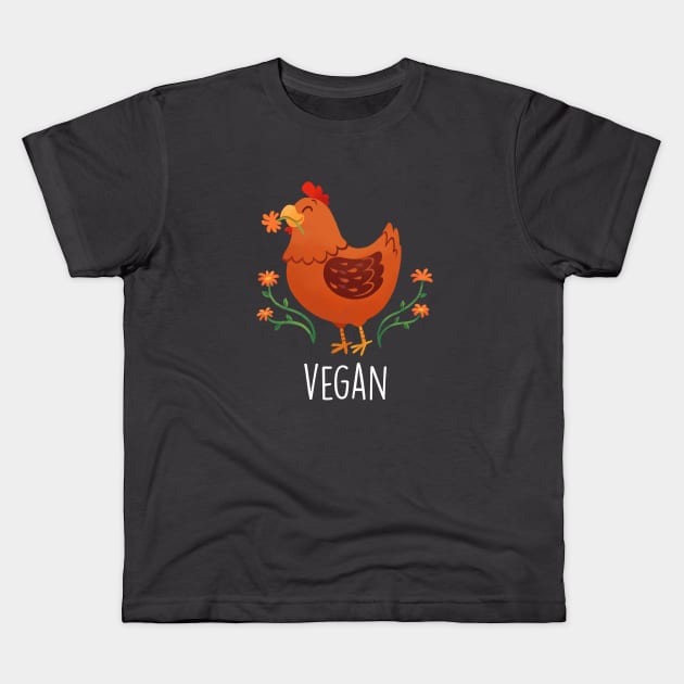 Peaceful Vegan Chicken - Dark Kids T-Shirt by cutevegan